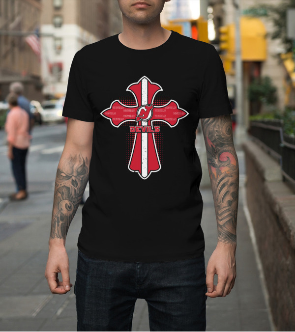 Shirt: New Jersey Devils Red Cross Design for Faithful Fans T-Shirt New Jersey Devils Red Cross Design for Faithful Fans T-Shirt