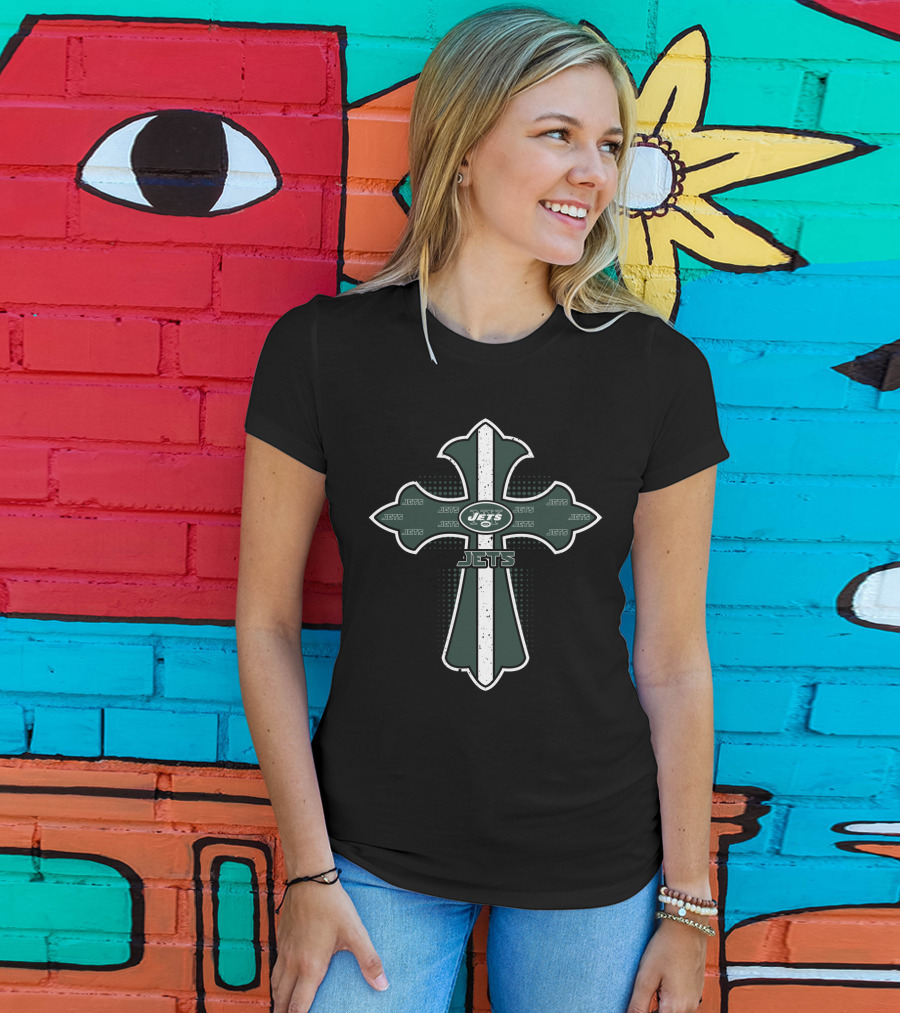 Cross For Jesus Featuring New York Jets Logo And Fans Symbolism T-Shirt