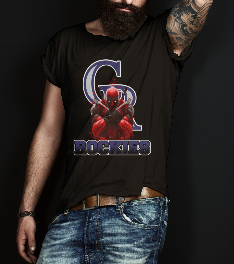 Colorado Rockies Deadpool Mashup Iconic Crossover Fan T-Shirt