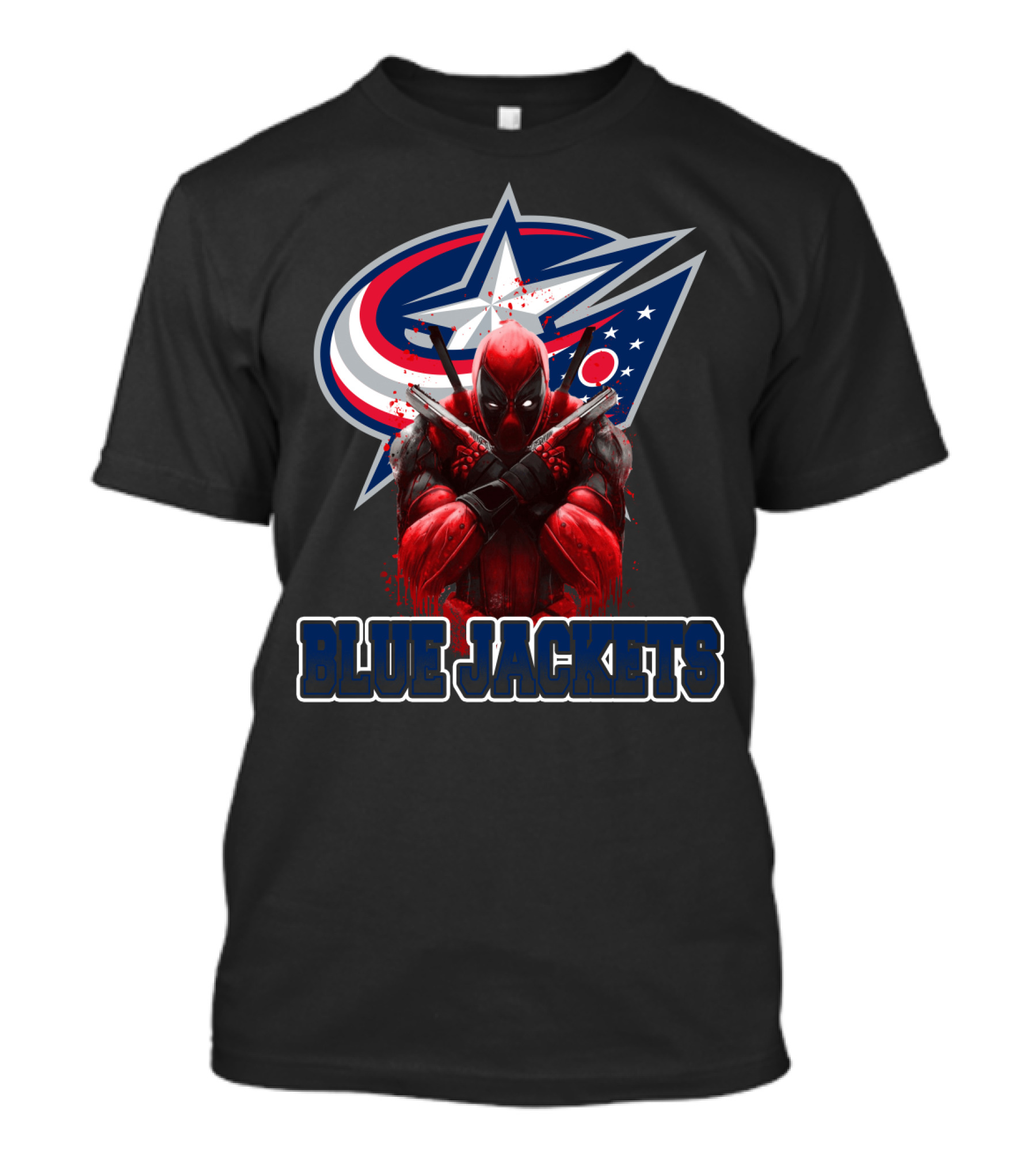 Columbus Blue Jackets Deadpool Crossover NHL Fans T-Shirt