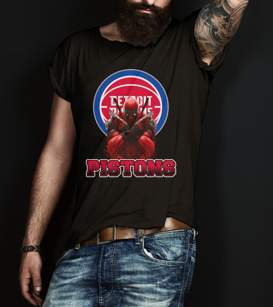 Detroit Pistons Deadpool Mashup Fan Merchandise T-Shirt