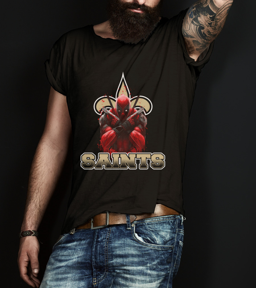 New Orleans Saints Deadpool Crossover Fleur-de-Lis Fans T-Shirt