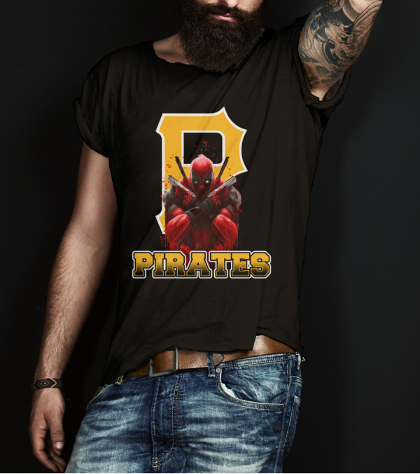 Pittsburgh Pirates Deadpool Crossover Fans Baseball Superhero Mashup T-Shirt