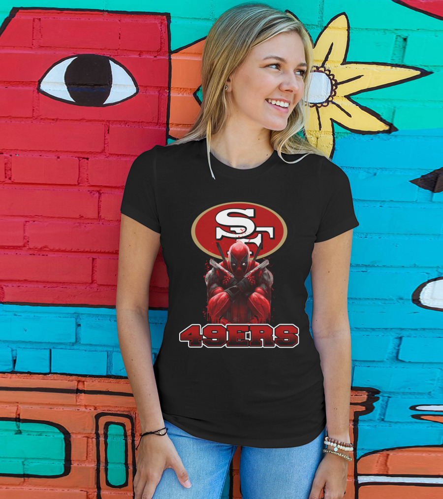 San Francisco 49ers NFL Logo And Deadpool Character Collaboration For Fans T-Shirt