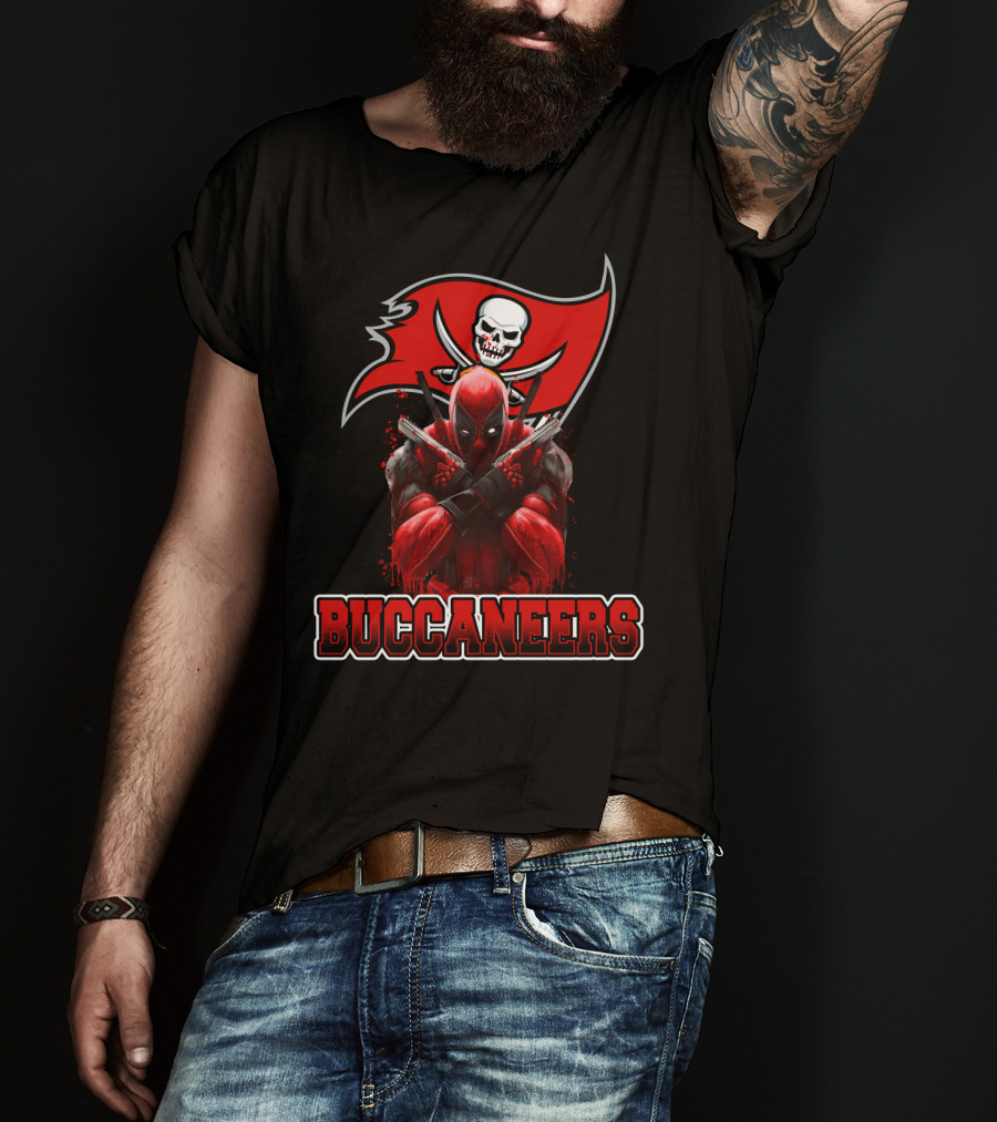 Tampa Bay Buccaneers Deadpool Crossover Fans NFL Football Marvel Comics T-Shirt