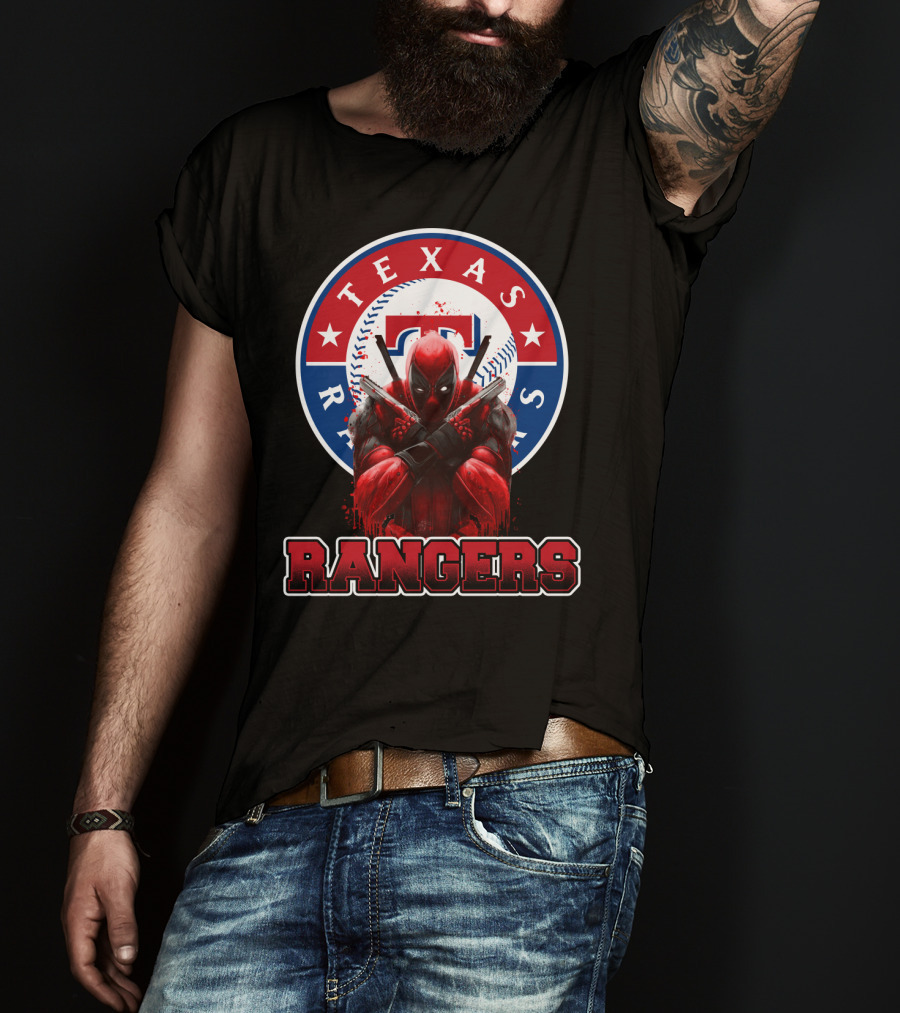 Texas Rangers Deadpool Crossover With Baseball T-Shirt