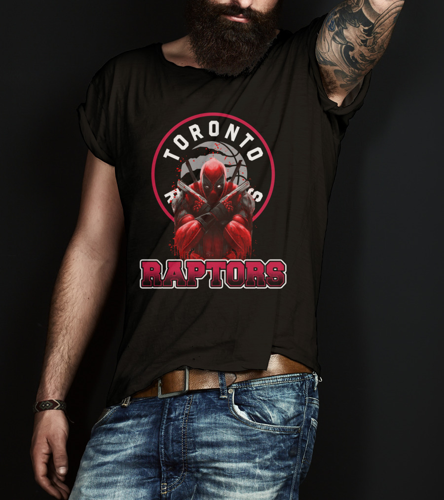 Toronto Raptors And Deadpool Collaboration Raptors Basketball Crossover T-Shirt