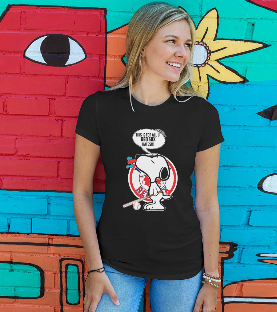 Snoopy Baseball Boston Red Sox Fans Humor Speech Bubble T-Shirt