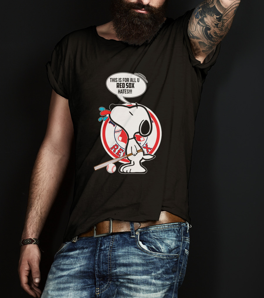 Snoopy Baseball Boston Red Sox Fans Humor Speech Bubble T-Shirt