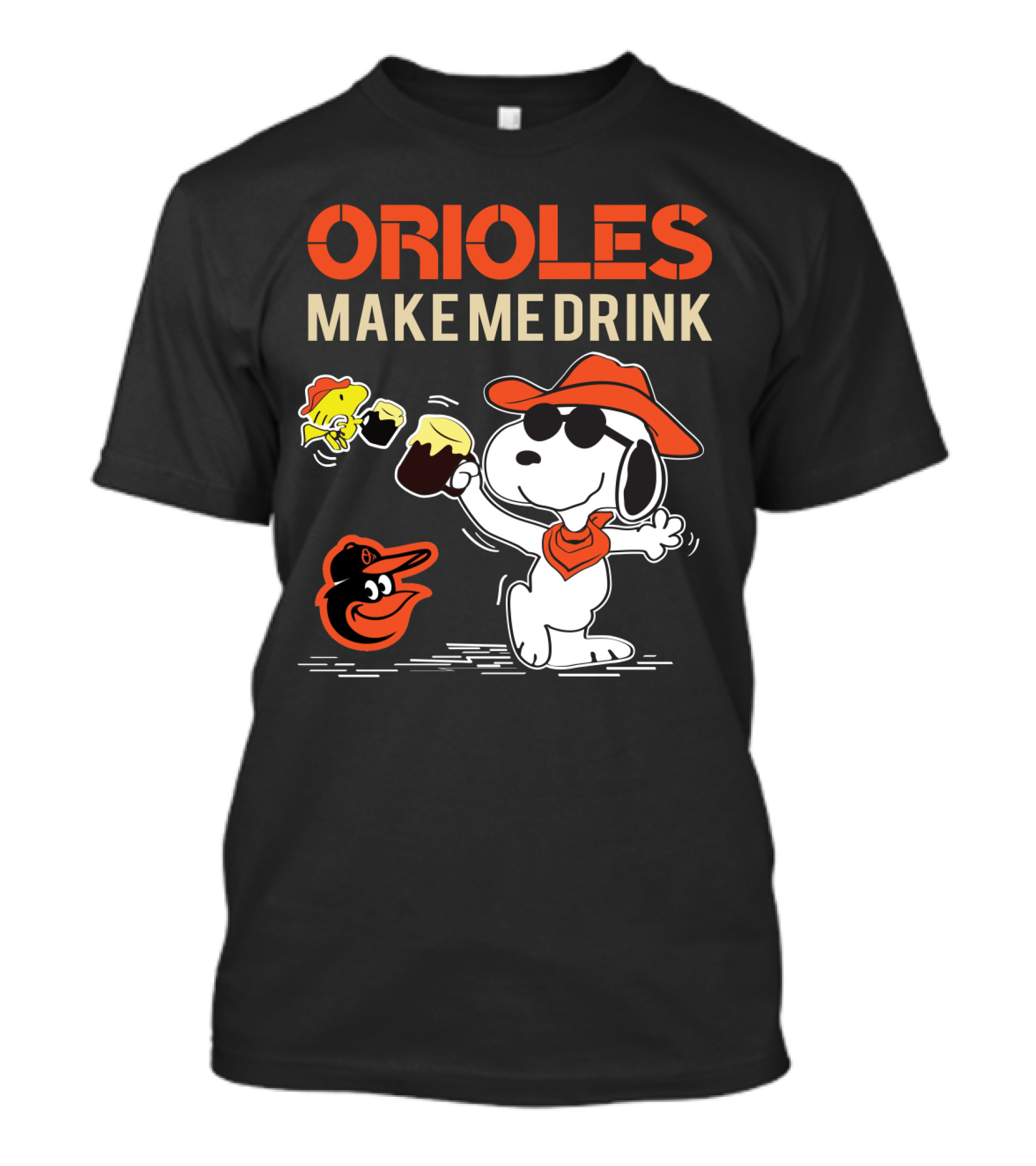Snoopy Orioles Make Me Drink Baltimore Orioles Fans Peanuts Baseball T-Shirt