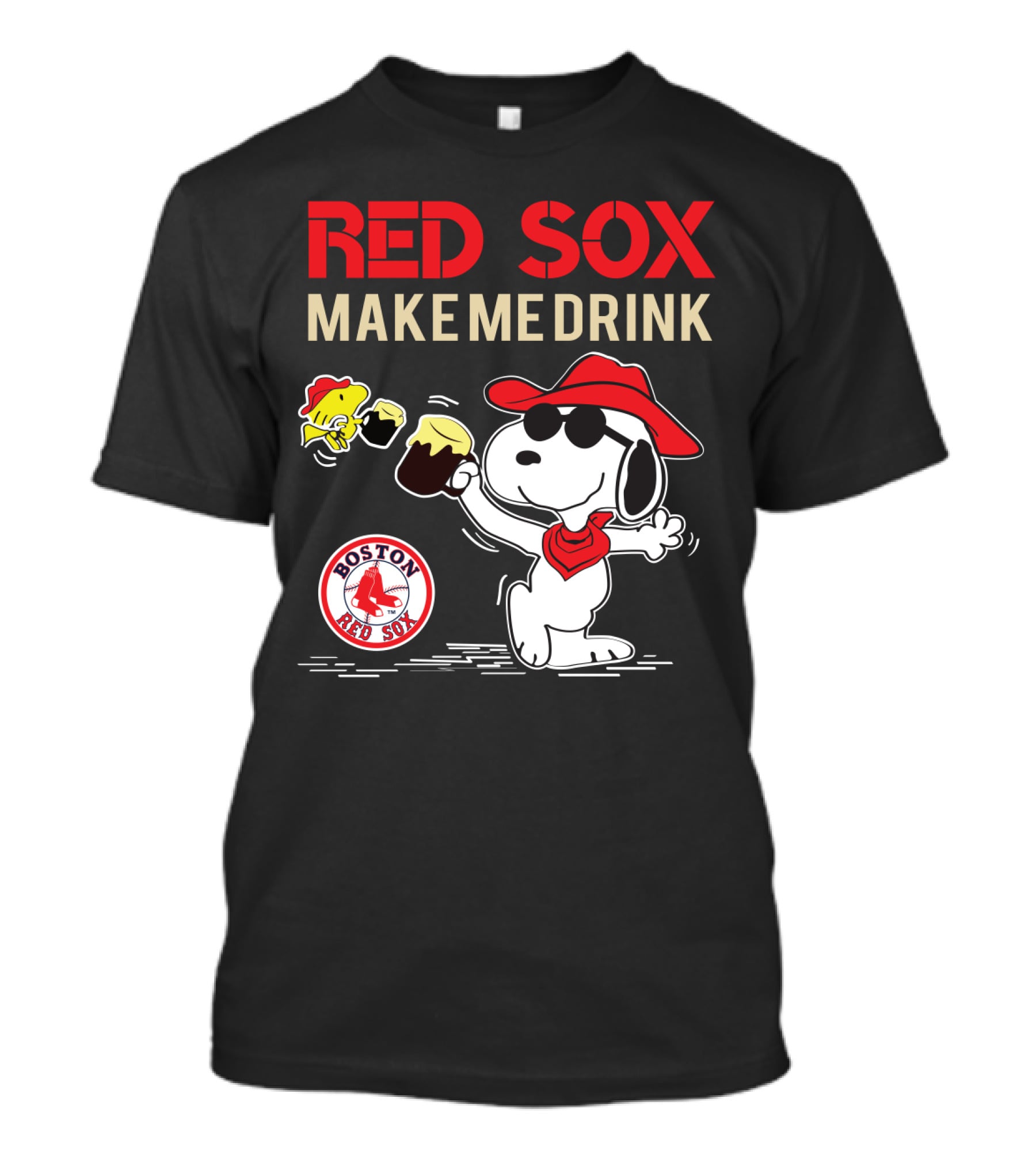 Red Sox Make Me Drink Snoopy Boston Red Sox Fans T-Shirt