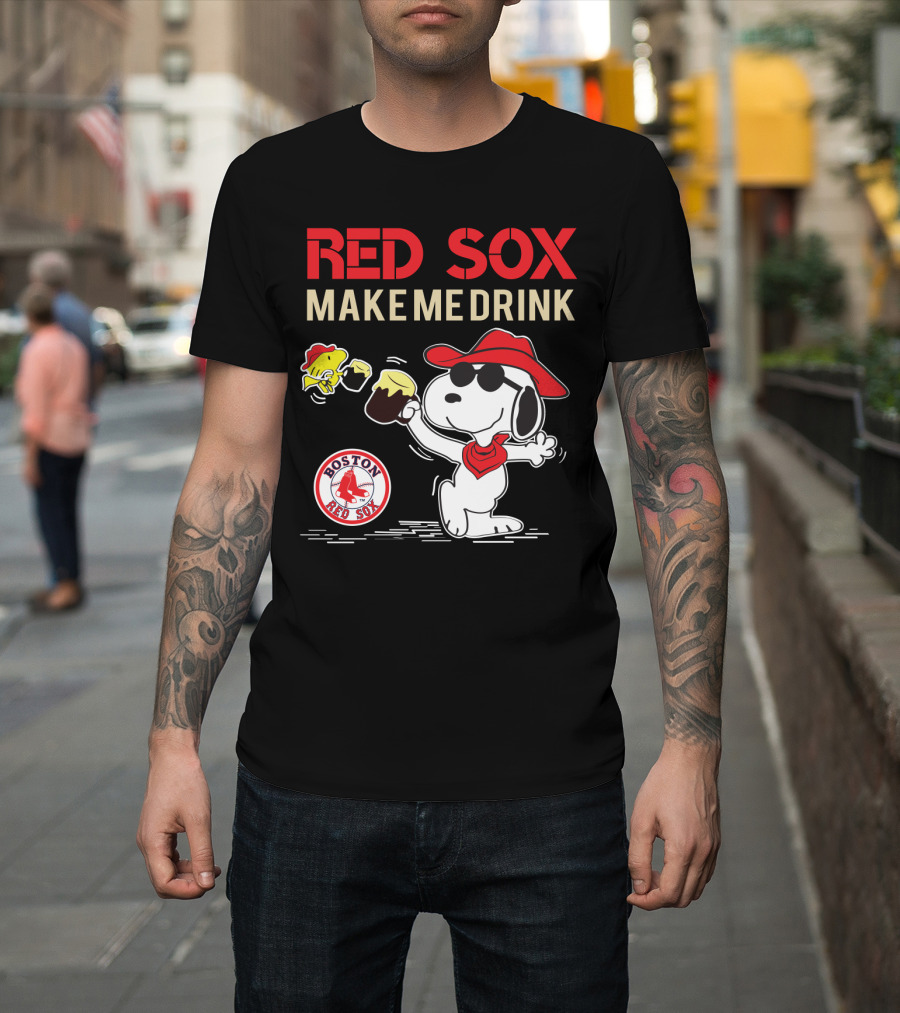 Red Sox Make Me Drink Snoopy Boston Red Sox Fans T-Shirt