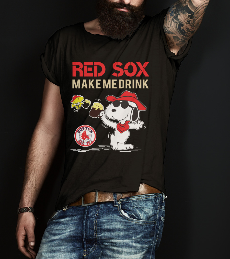 Red Sox Make Me Drink Snoopy Boston Red Sox Fans T-Shirt