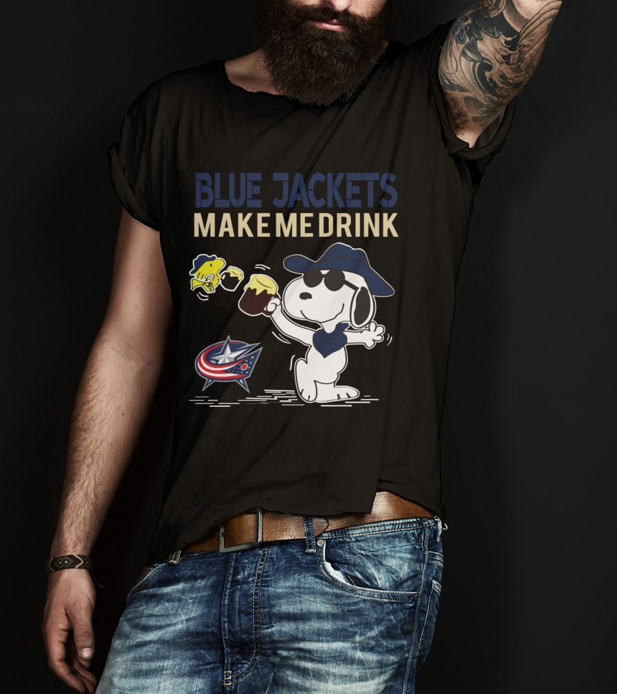 Snoopy Blue Jackets Make Me Drink Columbus Fans T-Shirt