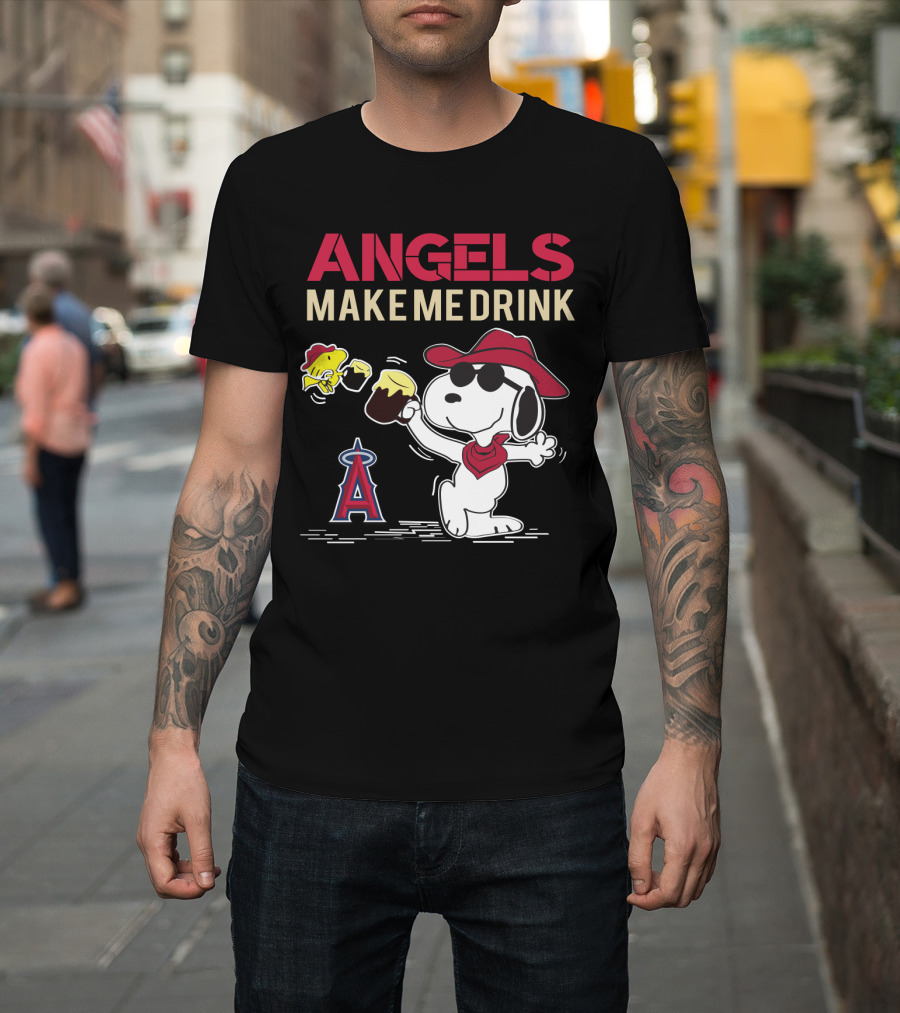 Angels Make Me Drink Snoopy Los Angeles Fans T-Shirt