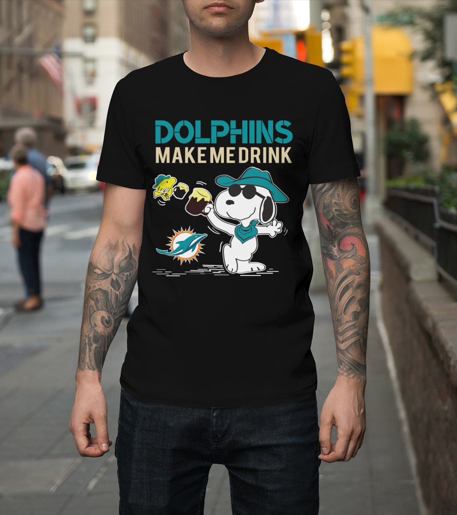Dolphins Make Me Drink Snoopy Miami Dolphins Fans T-Shirt