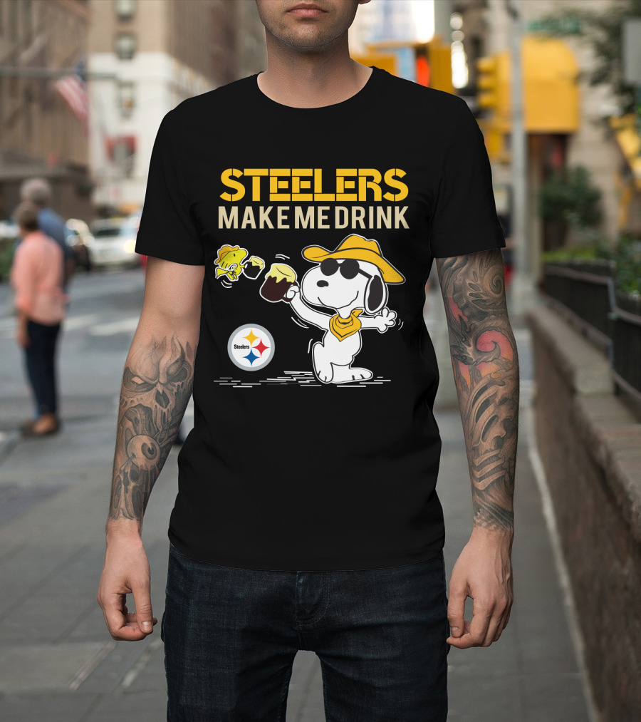 Steelers Make Me Drink Snoopy Pittsburgh Steelers Fans T-Shirt