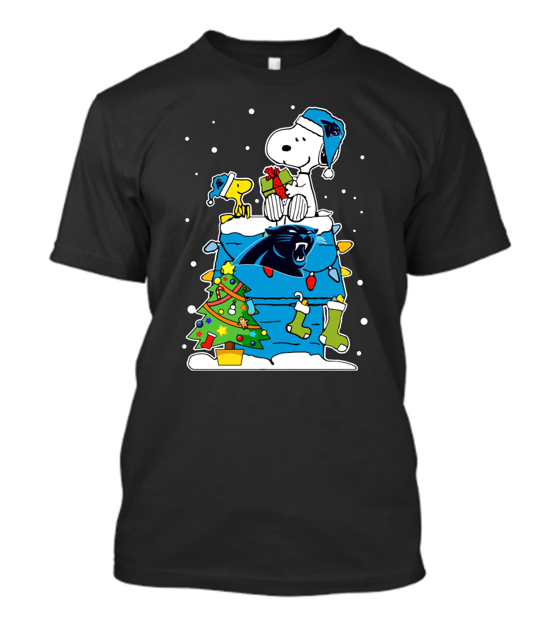 Carolina Panthers And Snoopy Christmas Celebration T-Shirt