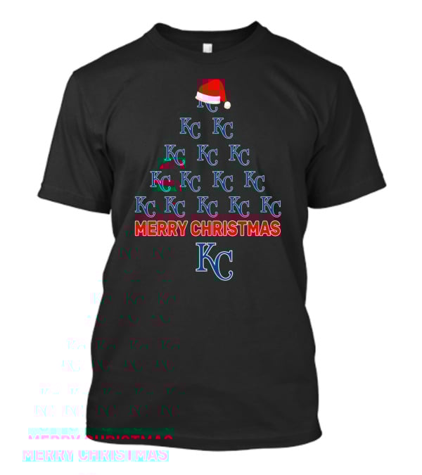 Merry Christmas Kansas City Royals Tree With KC Logos And Santa Hat T-Shirt