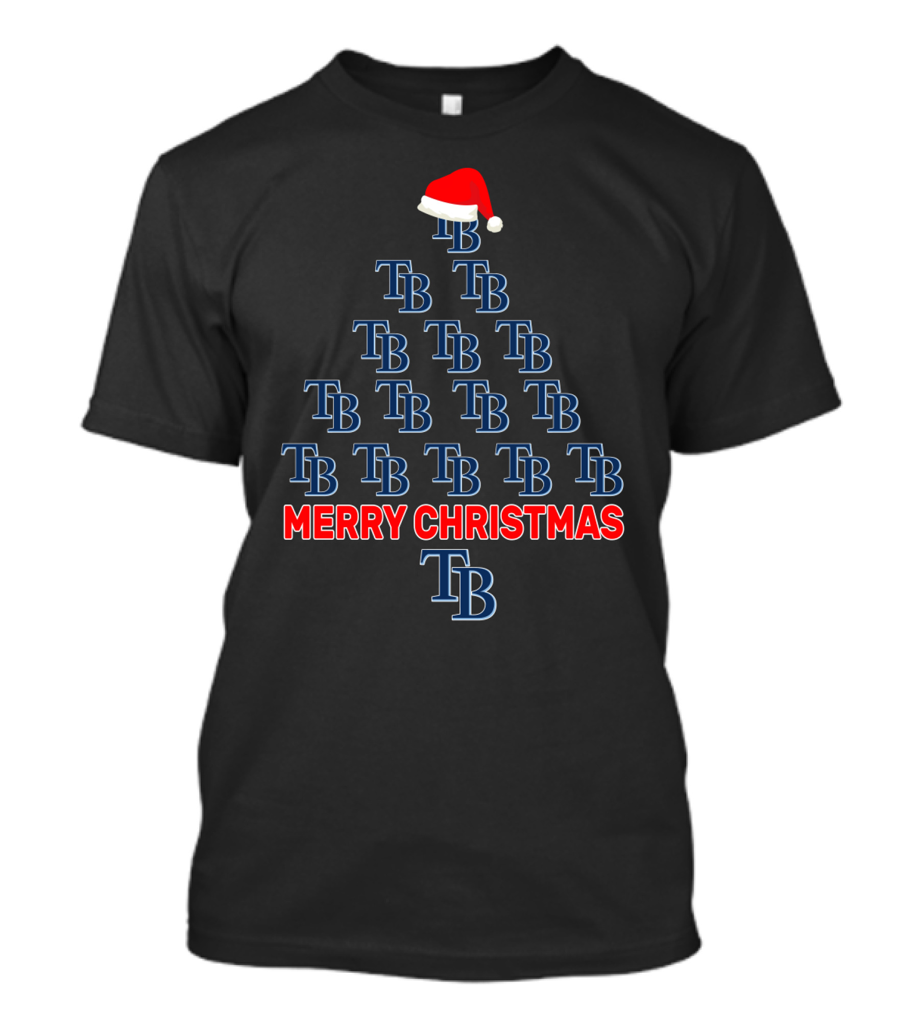 Merry Christmas Tampa Bay Rays Tree With Santa Hat T-Shirt