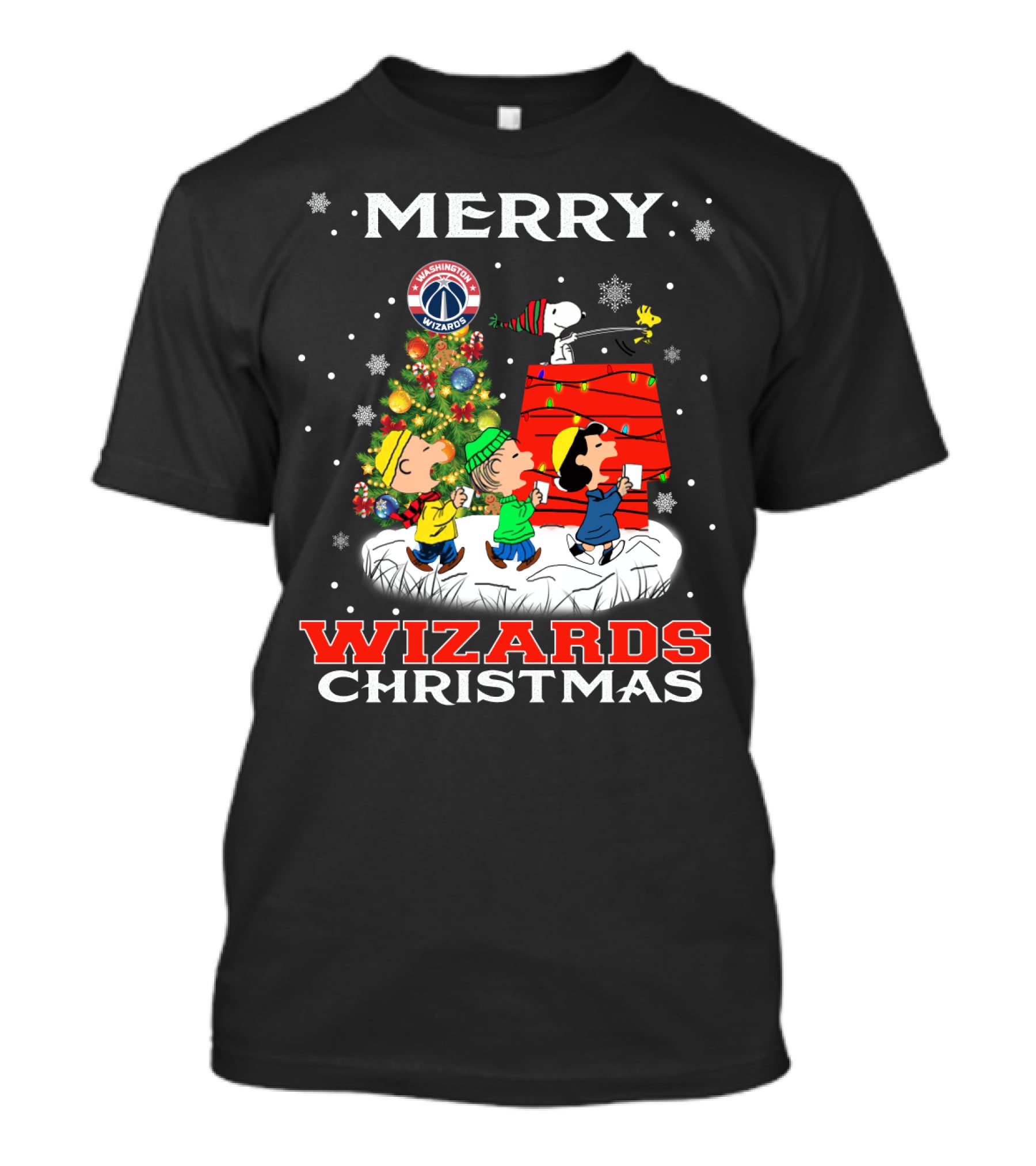 Merry Washington Wizards Christmas Snoopy Fans Christmas Tree Festive Celebration T-Shirt