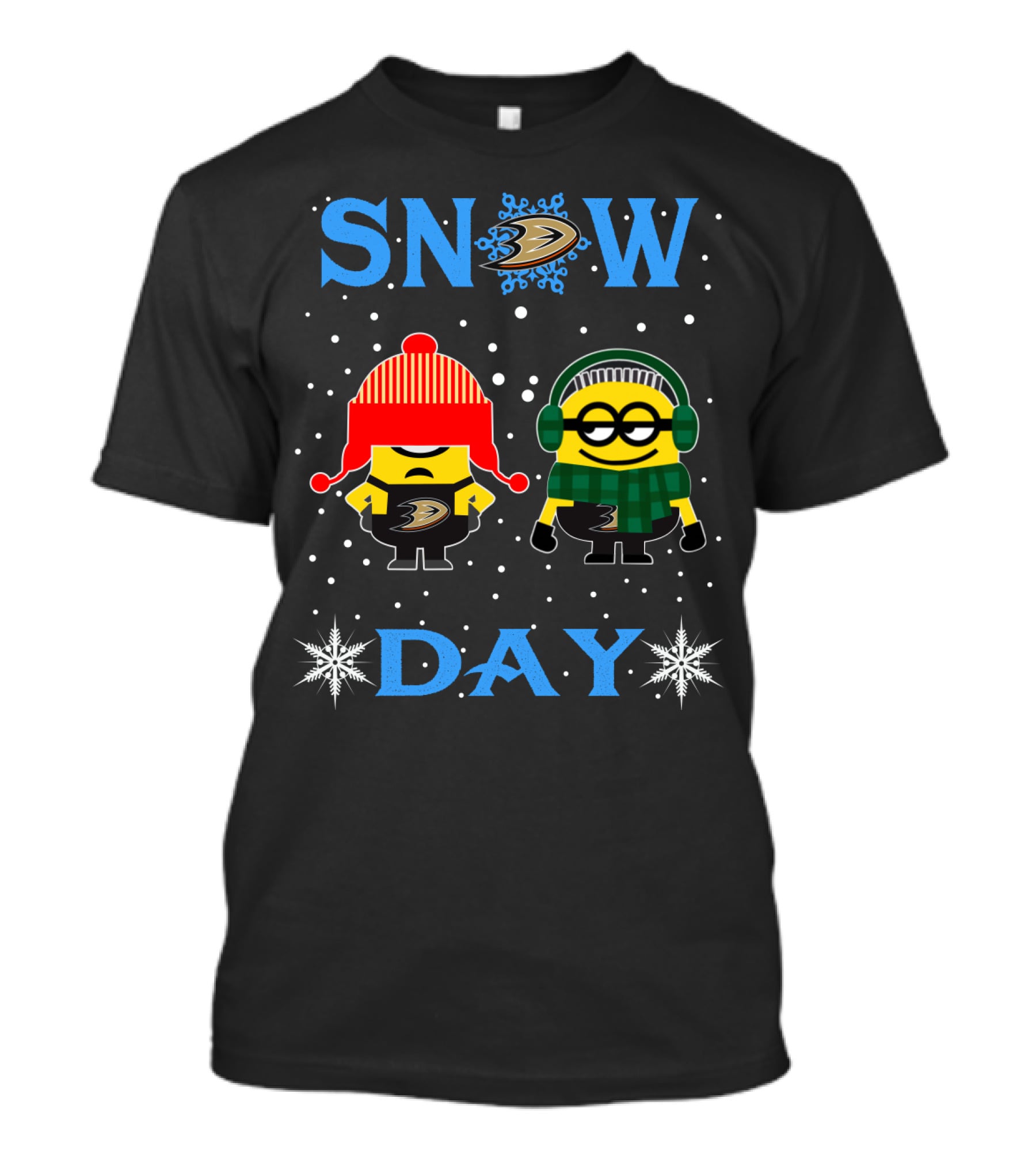 Anaheim Ducks Snow Day With Minions Fans Winter Fun T-Shirt