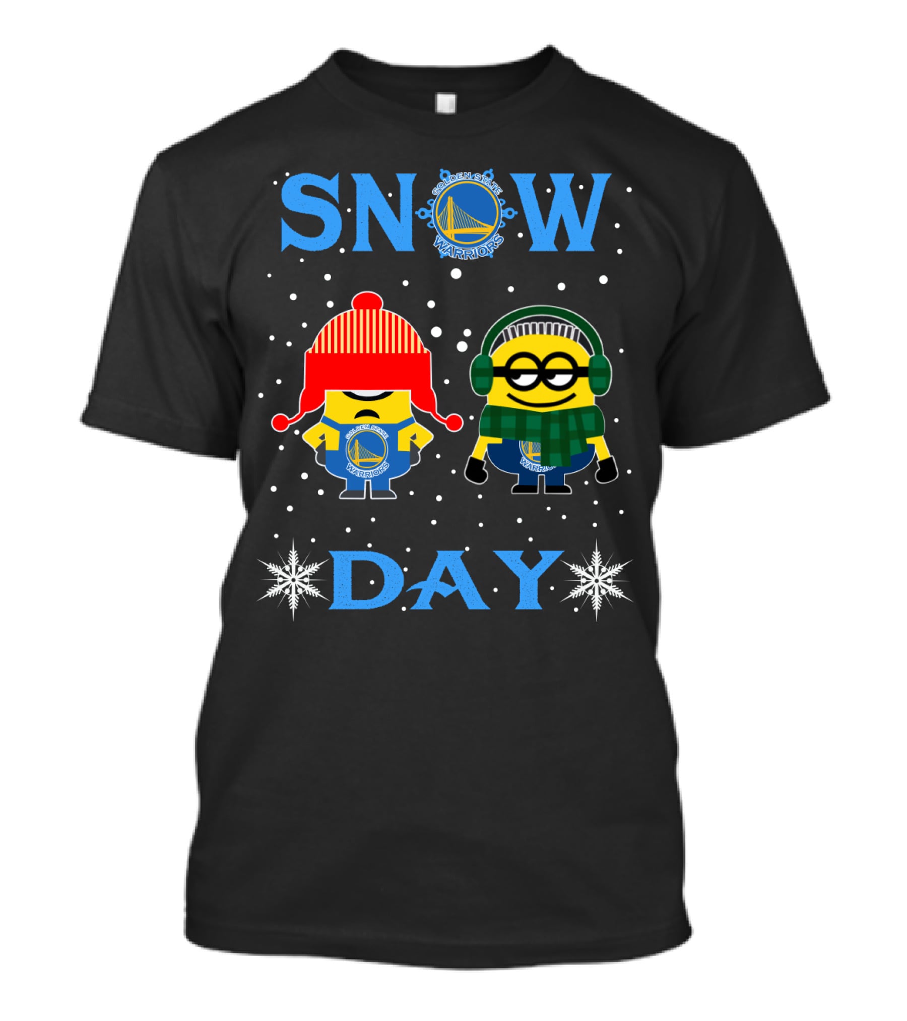 Minions Dressed For Golden State Warriors Snow Day Fun T-Shirt
