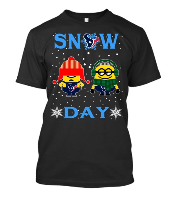 Snow Day With Houston Texans And Minion Fans In Winter Gear T-Shirt