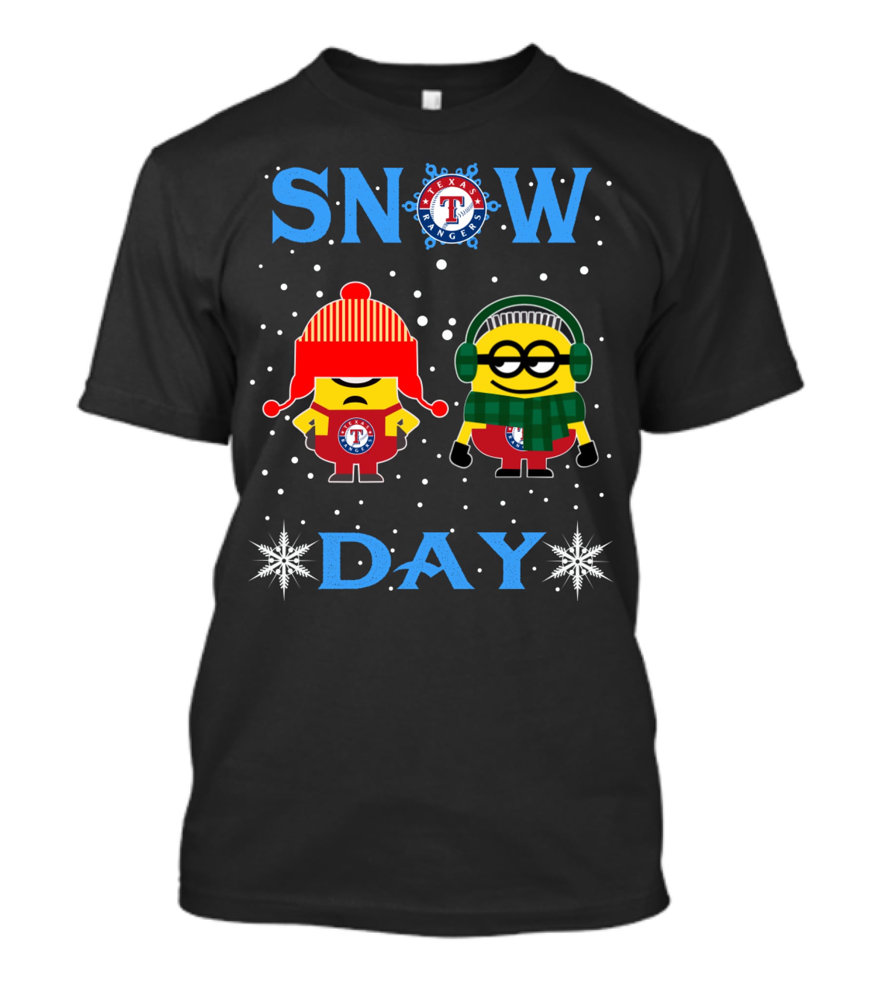 Texas Rangers Snow Day With Minion Fans Winter Fun T-Shirt