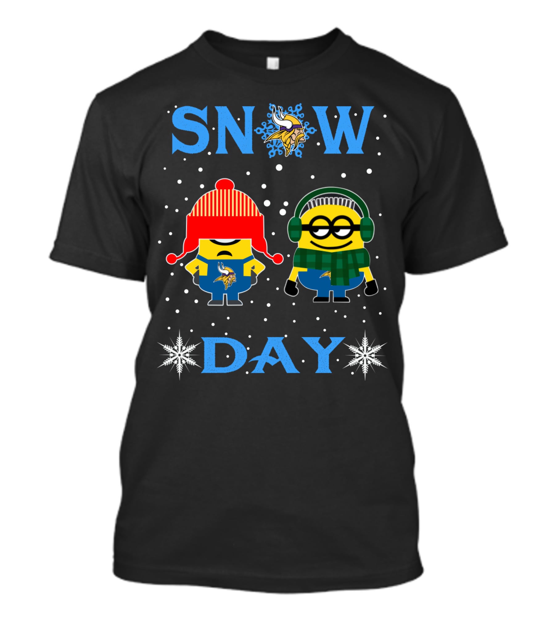Minnesota Vikings Snow Day With Minions Winter Fun T-Shirt