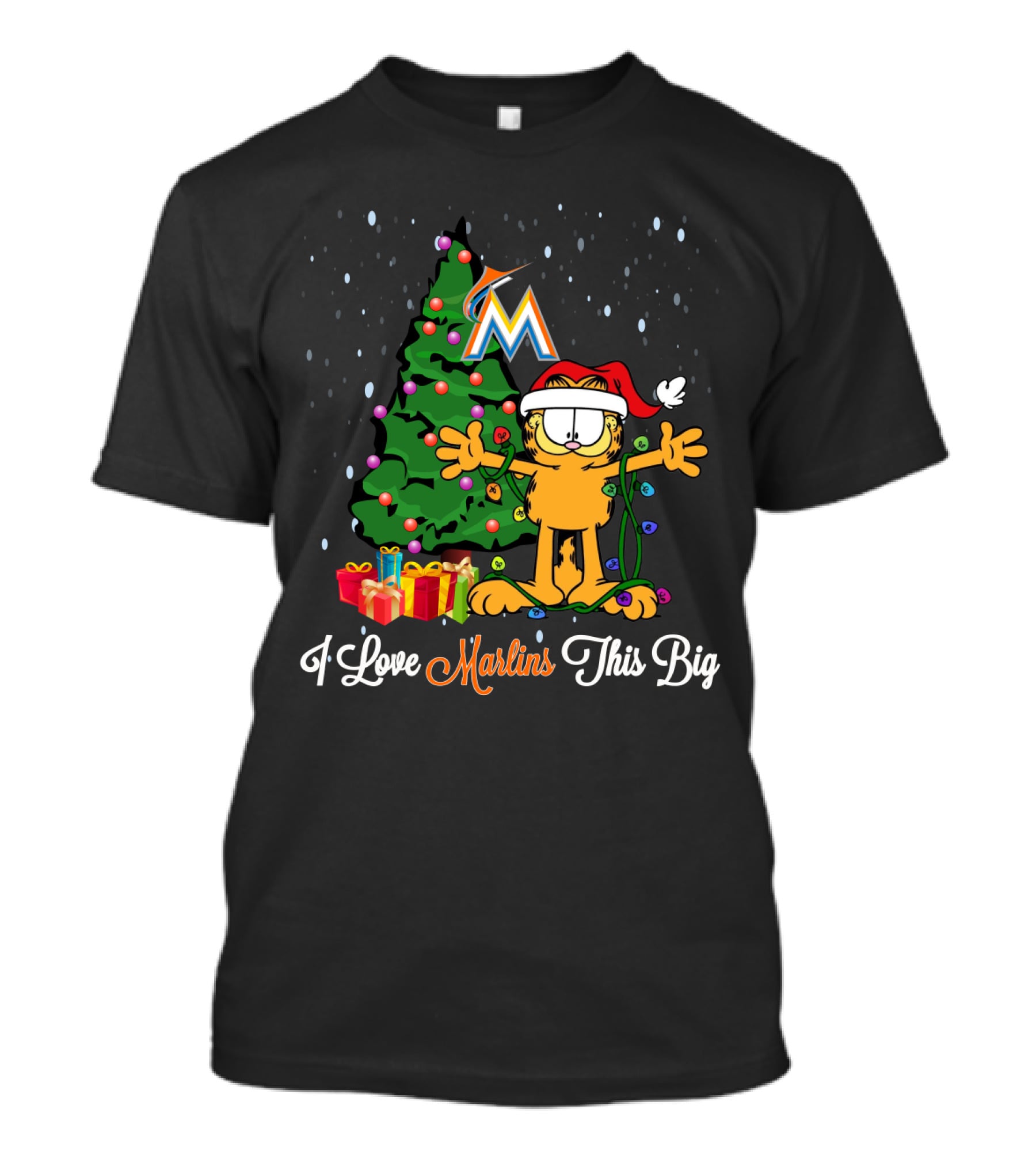 Garfield Christmas Tree Miami Marlins I Love Marlins This Big T-Shirt
