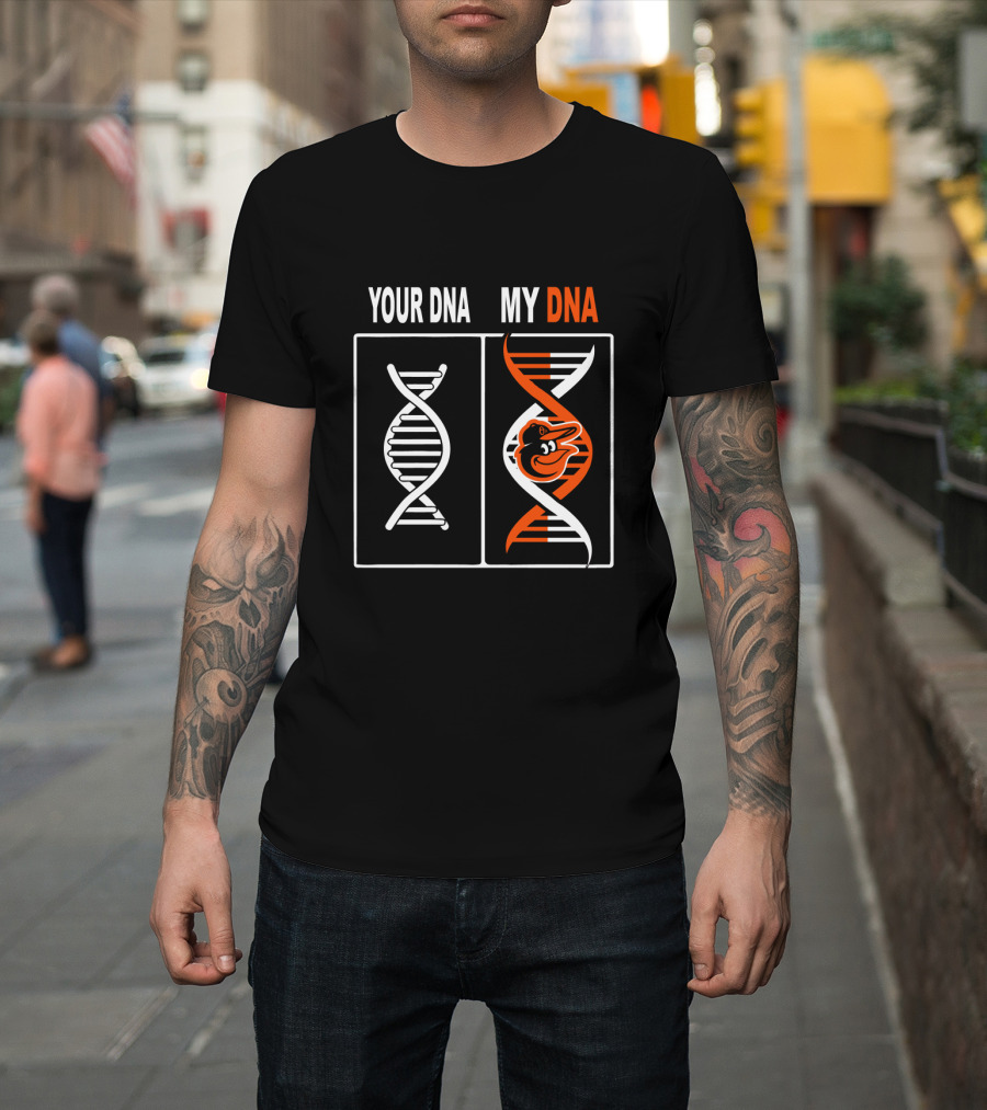 Baltimore Orioles DNA with Iconic Logo Design Comparison T-Shirt