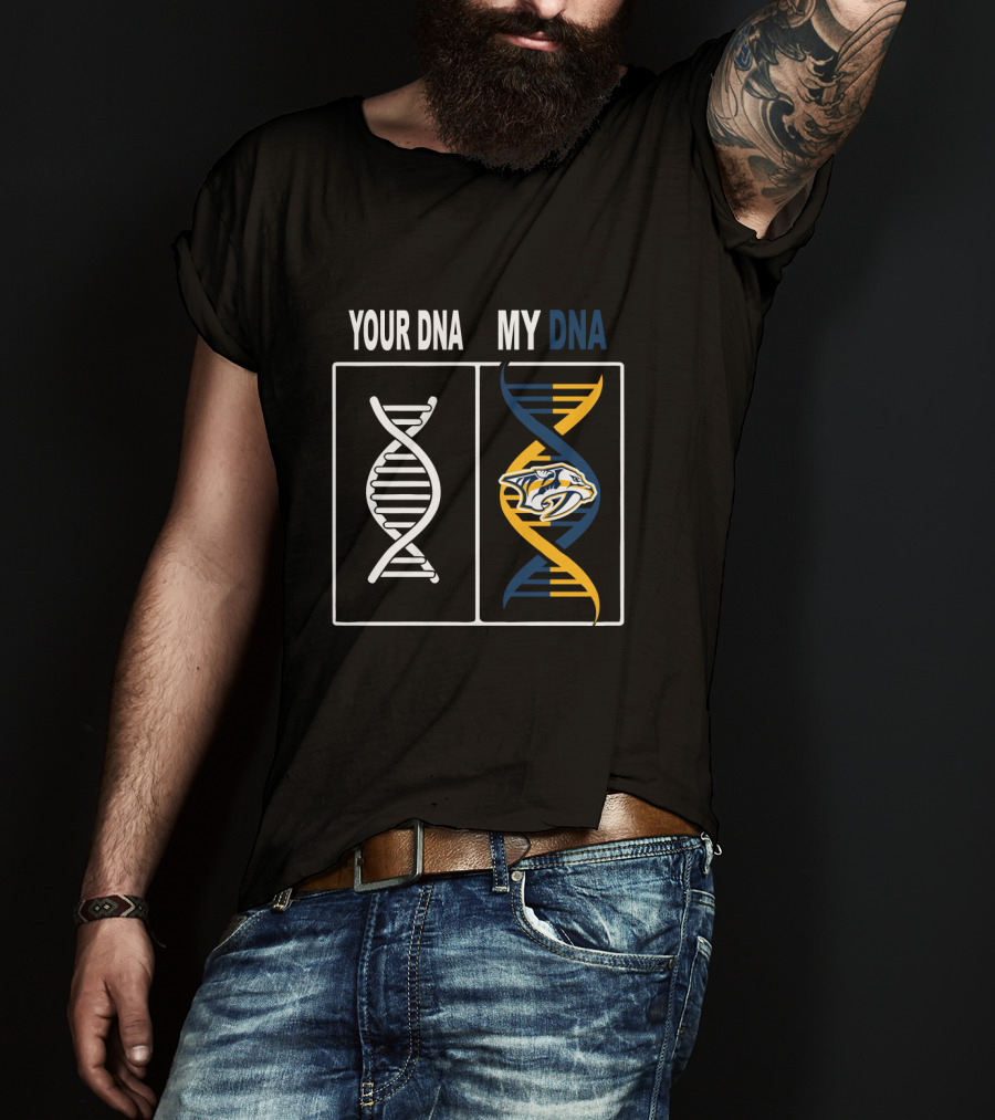 Your DNA My DNA Nashville Predators Logo DNA Strands T-Shirt