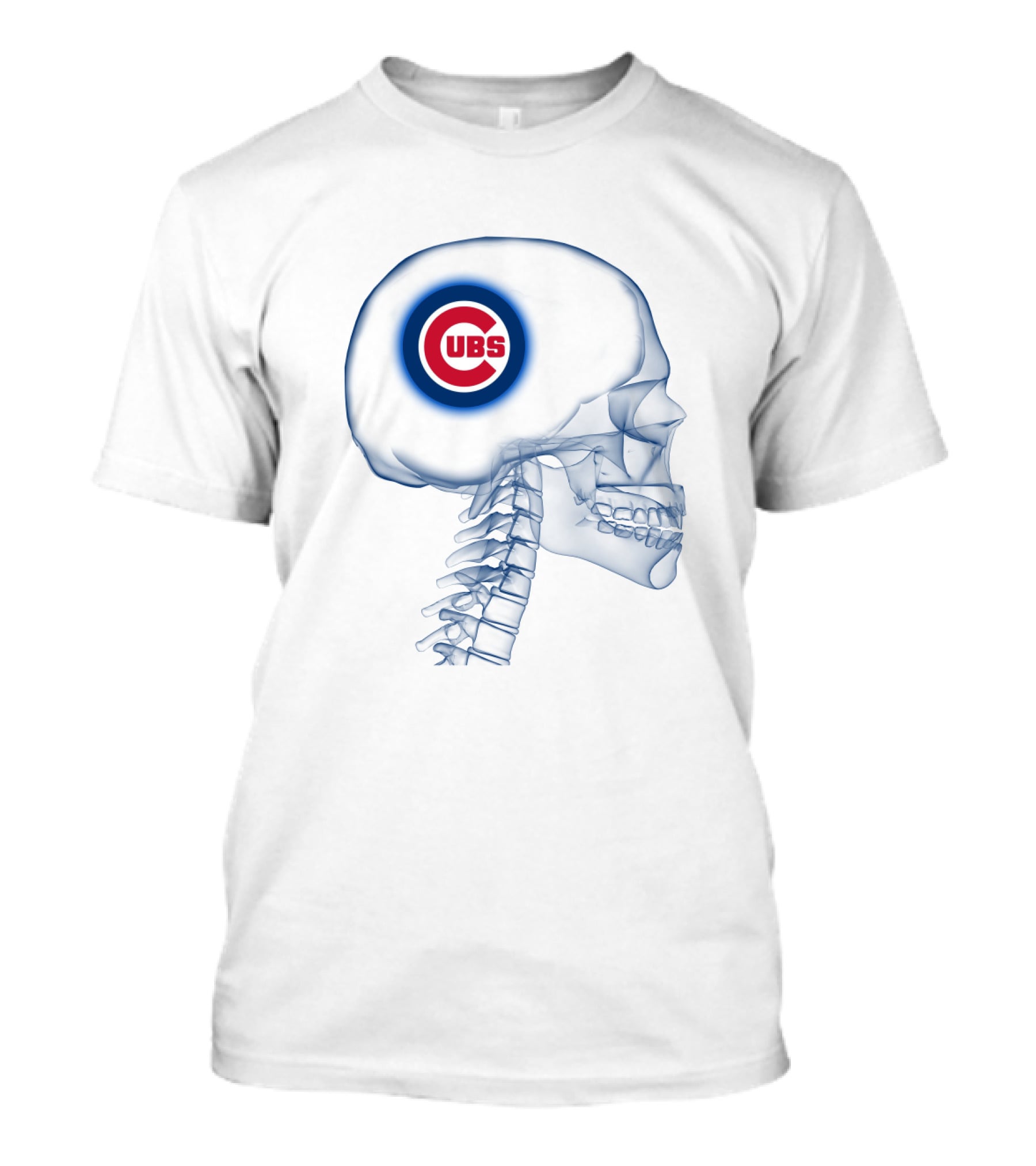 Chicago Cubs Logo Integrated In Brain X-Ray Skeleton T-Shirt