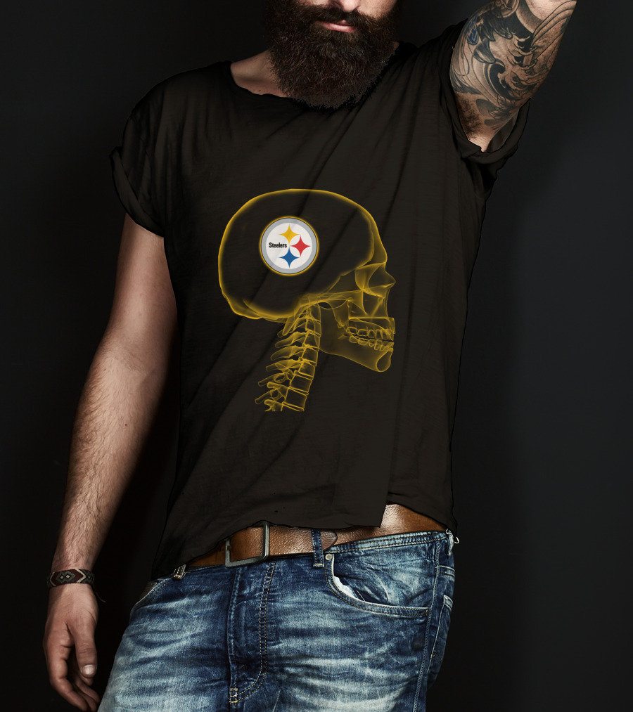 Pittsburgh Steelers Logo In Skull Halloween T-Shirt