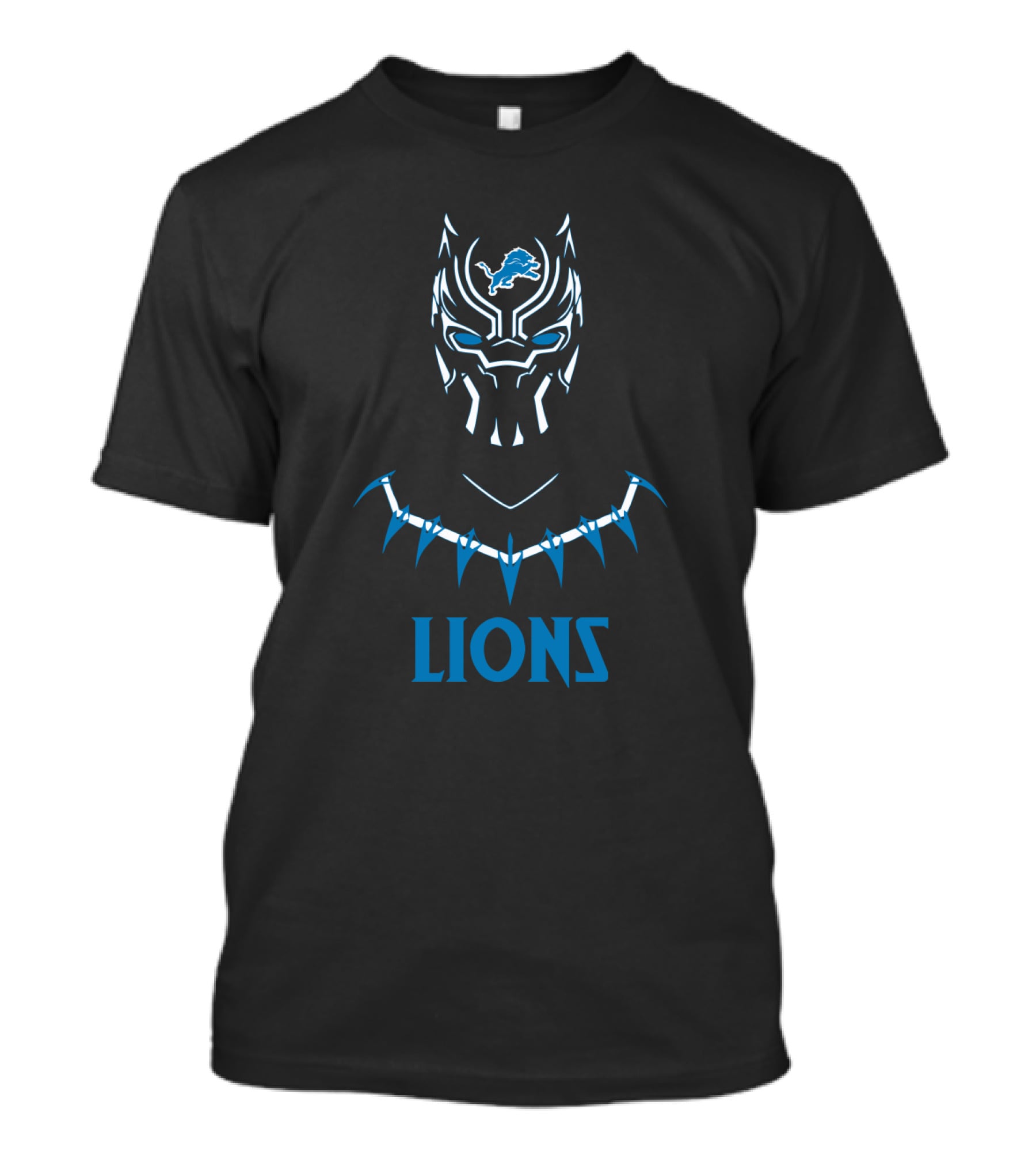 Black Panther Mask Detroit Lions Logo Fans T-Shirt