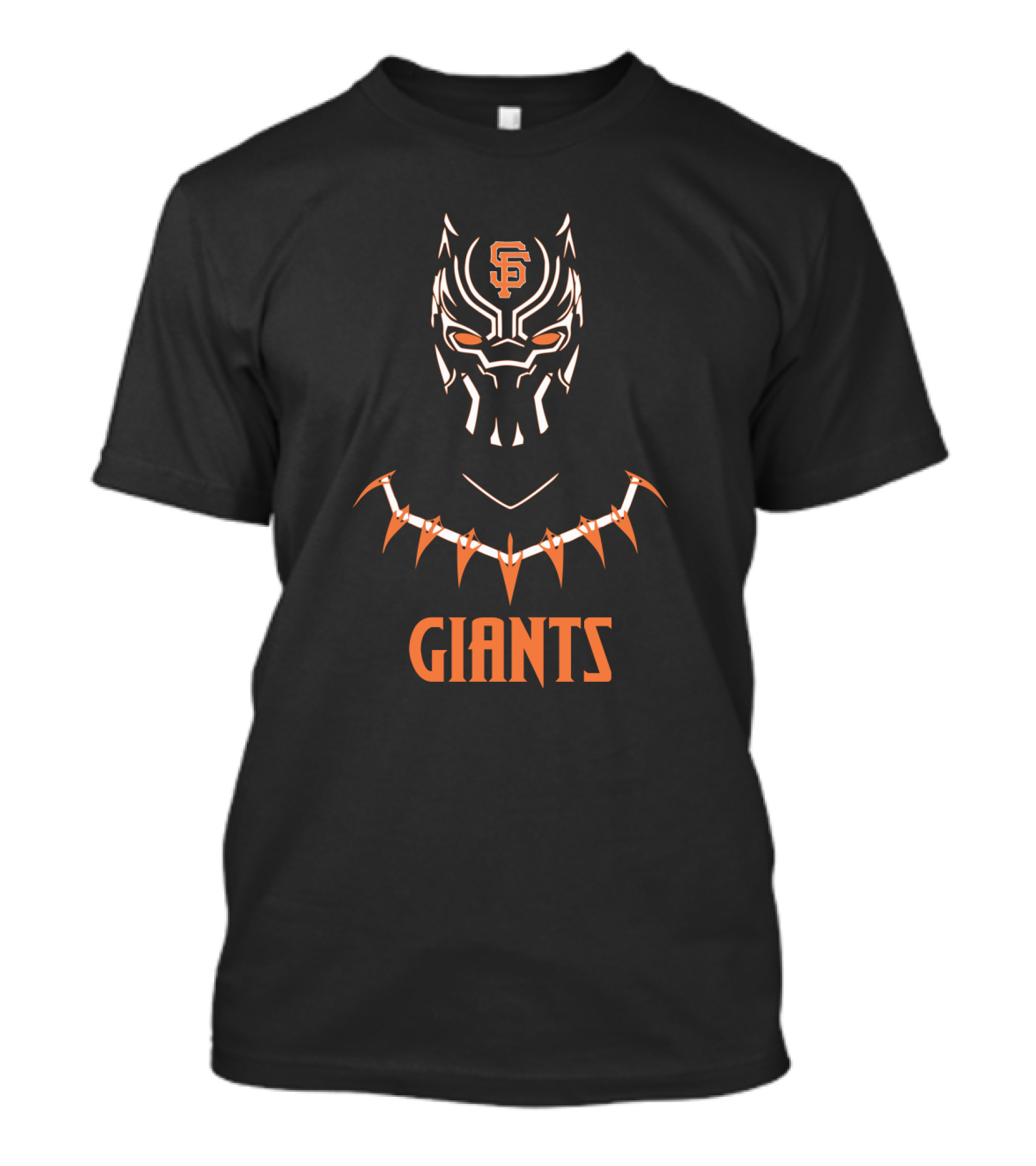 SF Giants Fans Black Panther Inspired Mask And Necklace T-Shirt