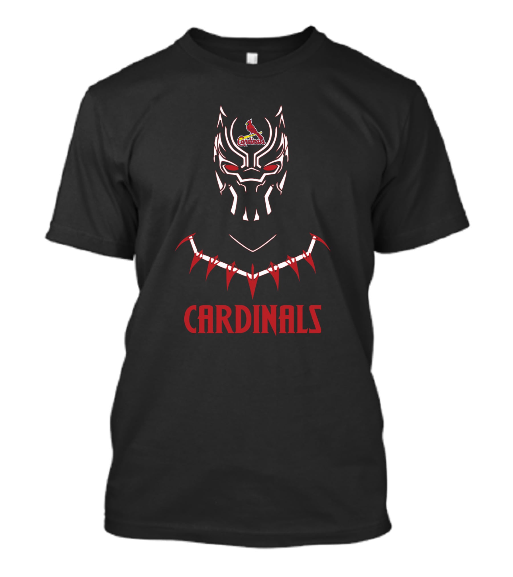Black Panther Mask With St Louis Cardinals Logo And Bold Cardinals T-Shirt