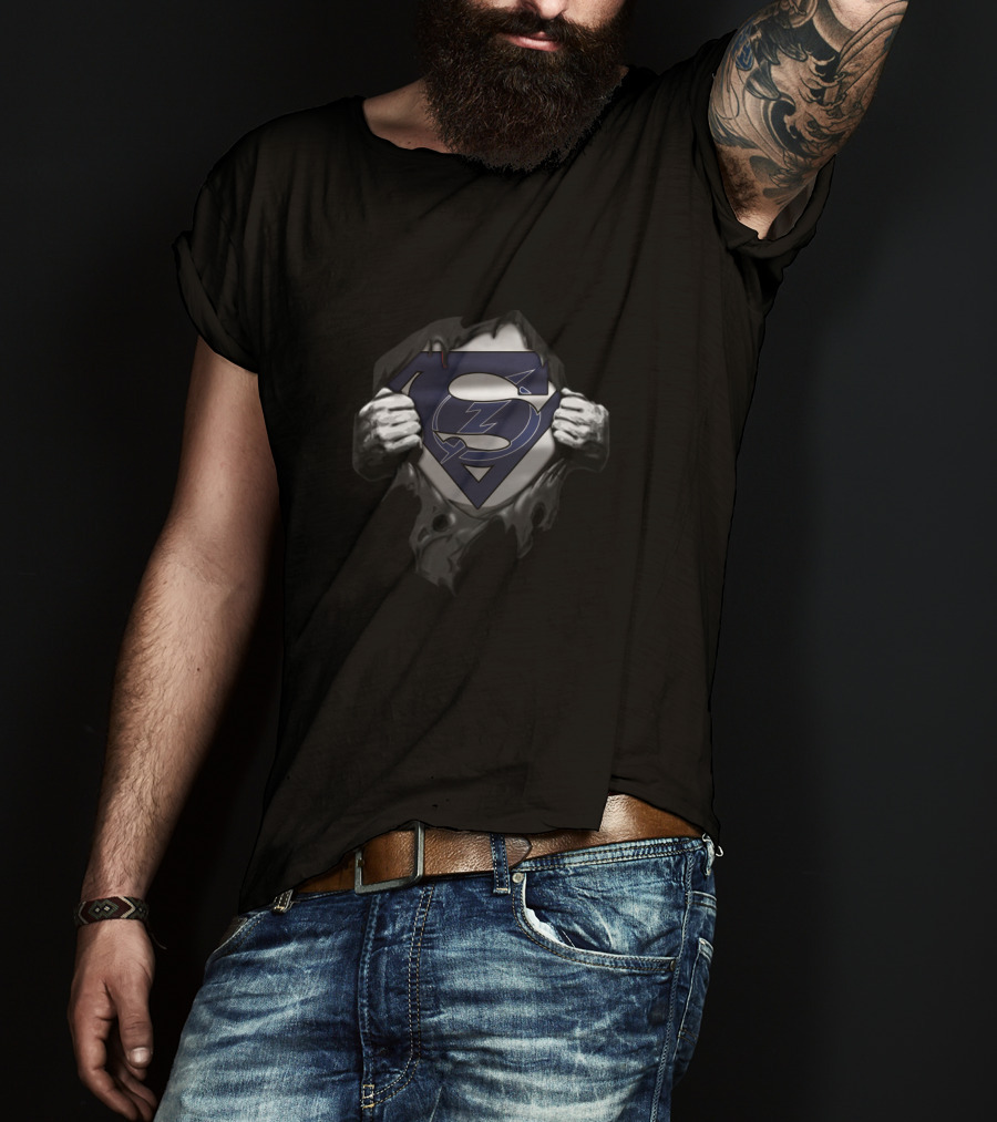 Tampa Bay Lightning Superman Emblem Fusion T-Shirt