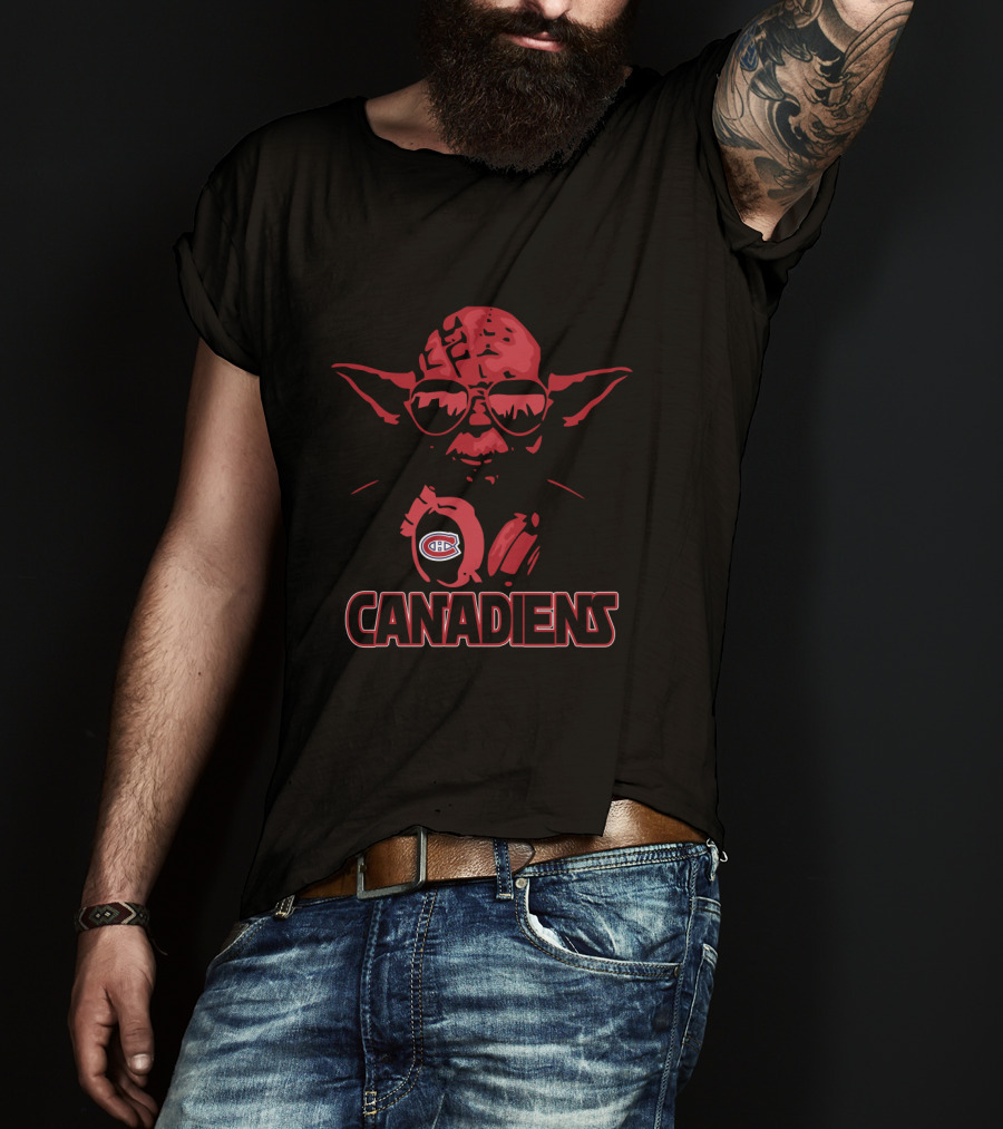 Montreal Canadiens Fans Yoda Star Wars Collaboration Featuring Canadiens T-Shirt