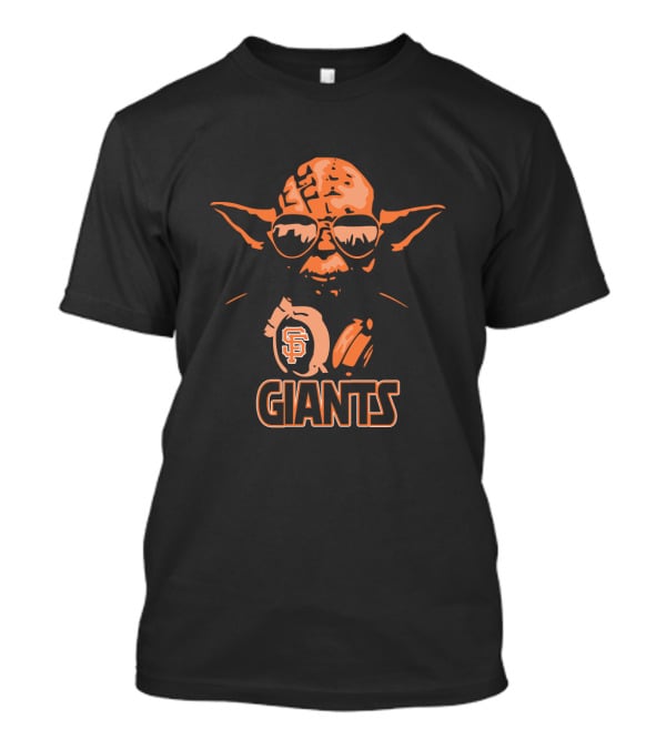 Yoda Star Wars Wearing San Francisco Giants Gear With Sunglasses And Headphones T-Shirt