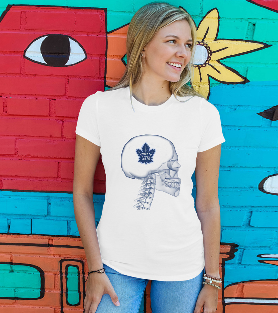 Toronto Maple Leafs Inside My Skull Brain Skeleton T-Shirt