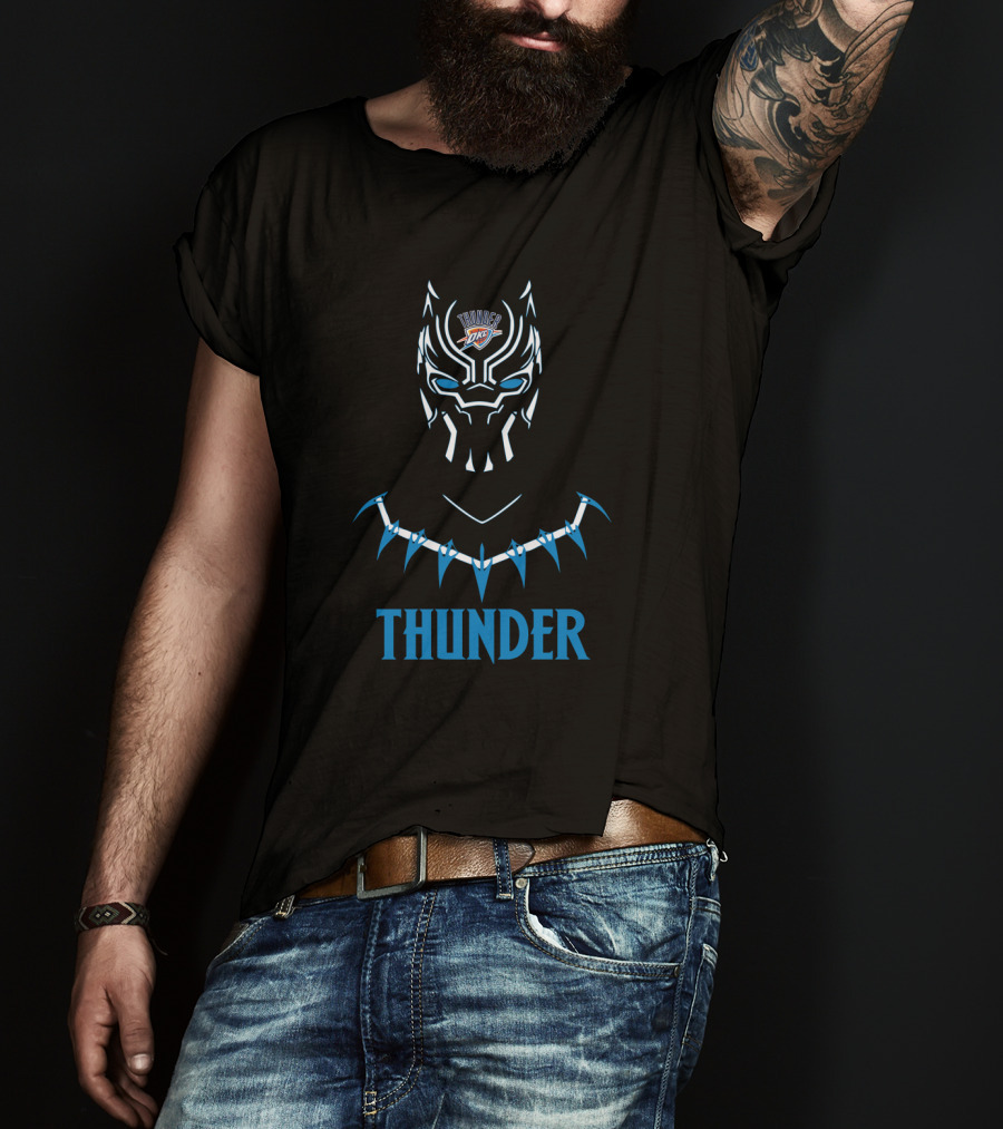 Oklahoma City Thunder Fan Black Panther Style T-Shirt