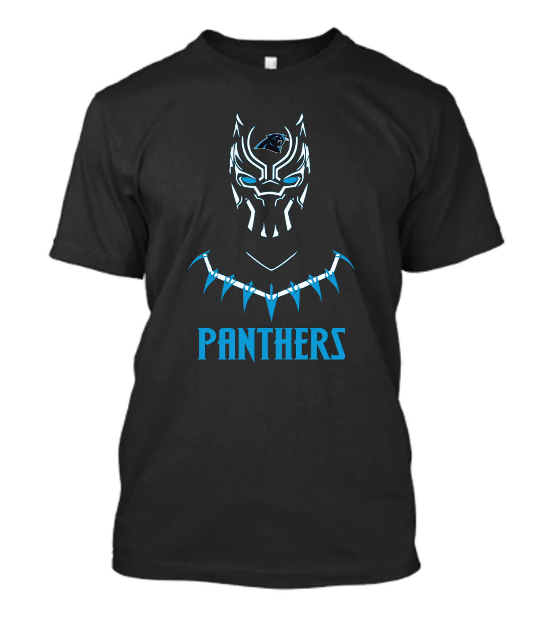 Panthers Logo With Black Panther Inspired Mask T-Shirt