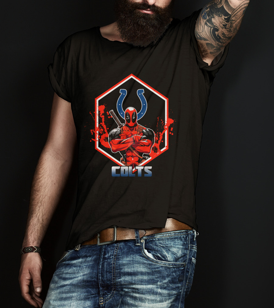 Deadpool Colts Logo Fan Crossover T-Shirt