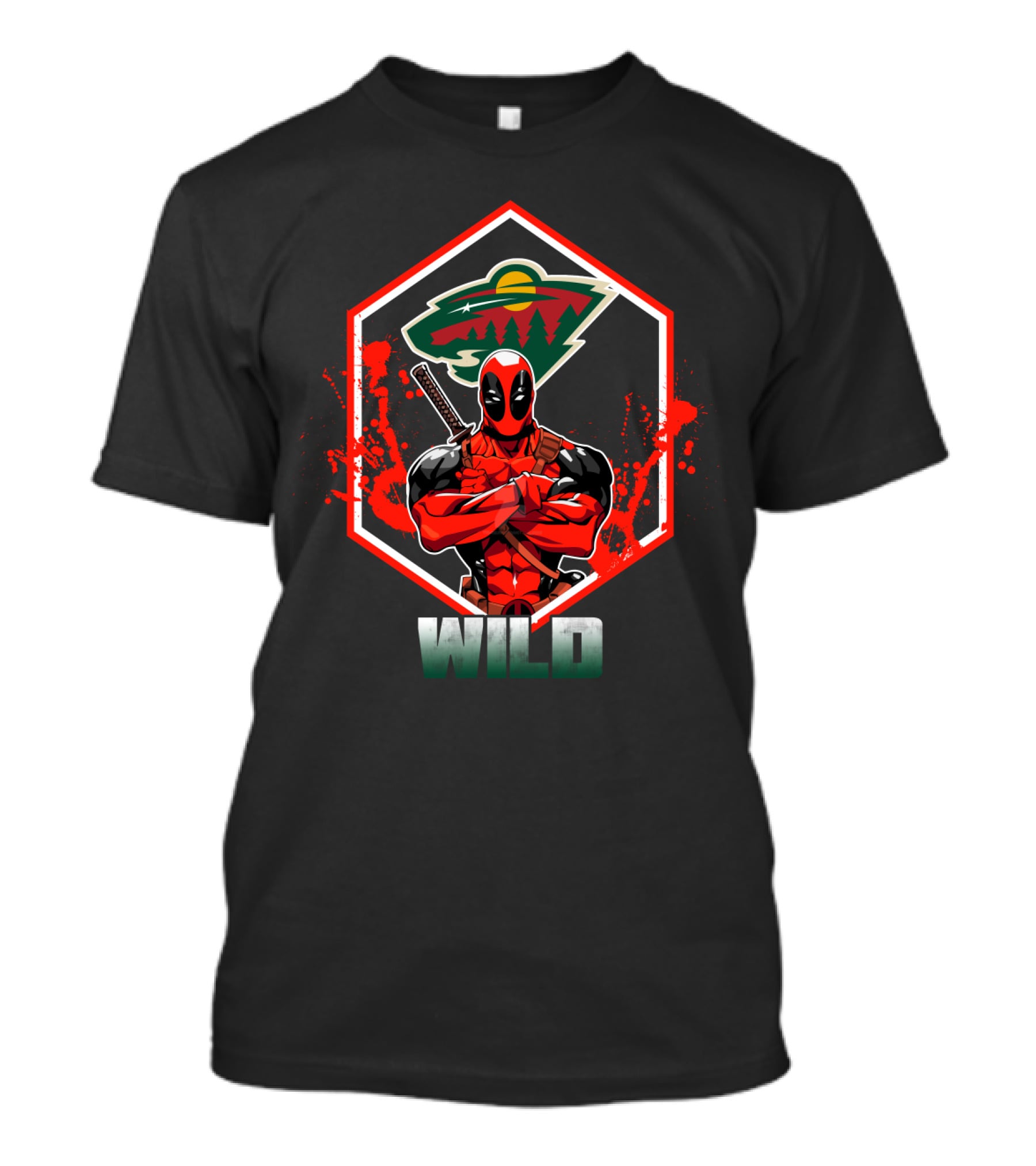 Deadpool Minnesota Wild Crossover Logo Fan T-Shirt