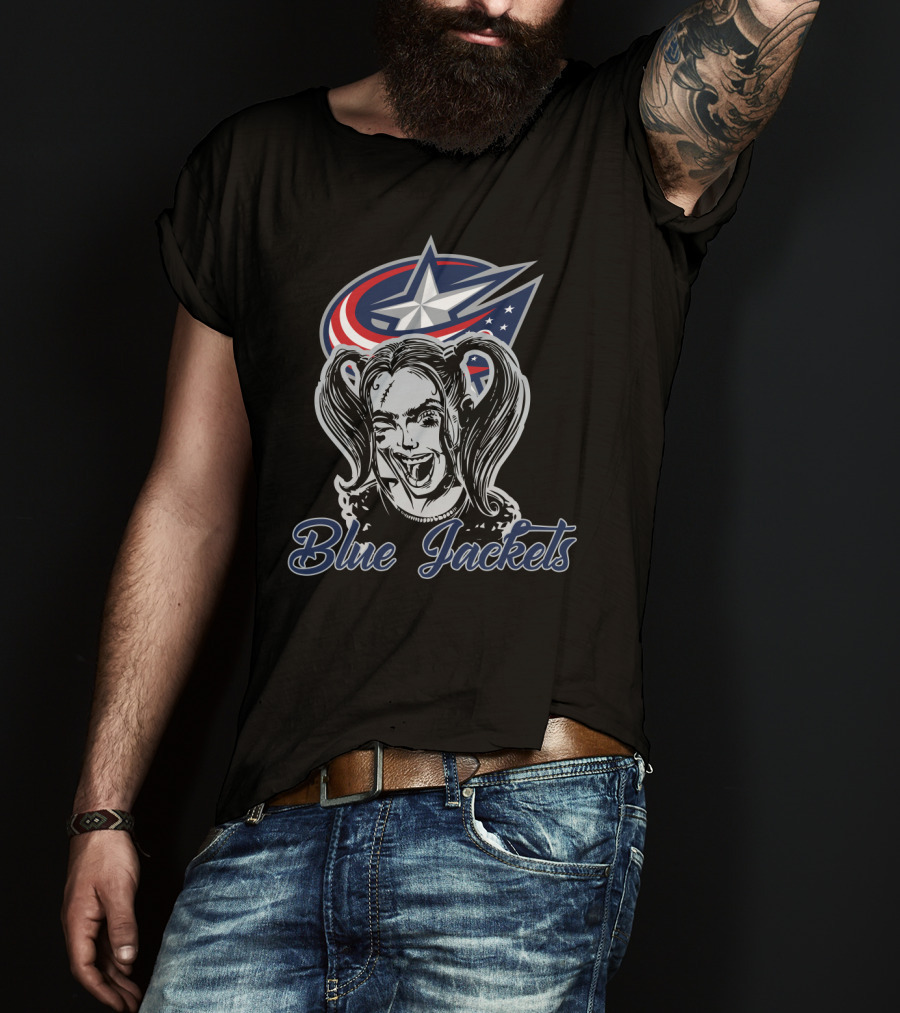 Harley Quinn & Columbus Blue Jackets Fan Blue Jackets T-Shirt