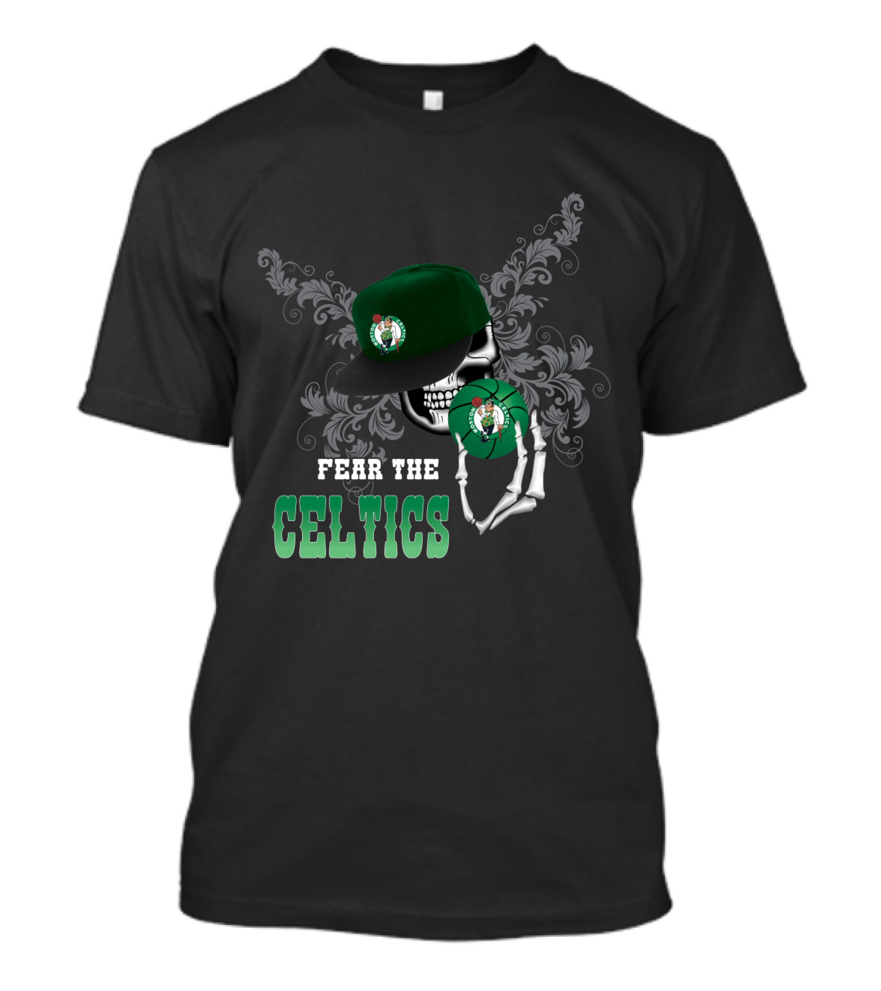 Fear The Celtics Skull And Hat T-Shirt