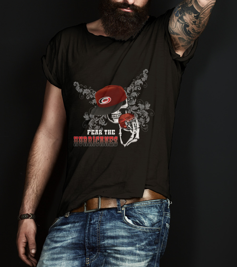 Fear The Carolina Hurricanes Skull Hat And Hockey T-Shirt