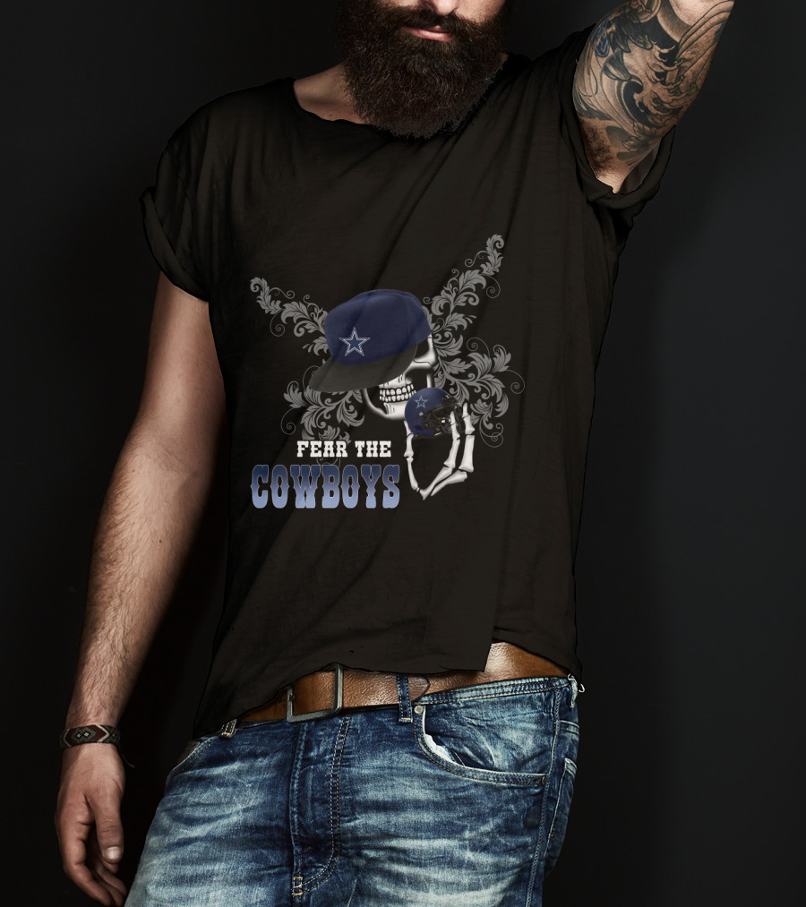 Fear The Cowboys Skull And Helmet T-Shirt